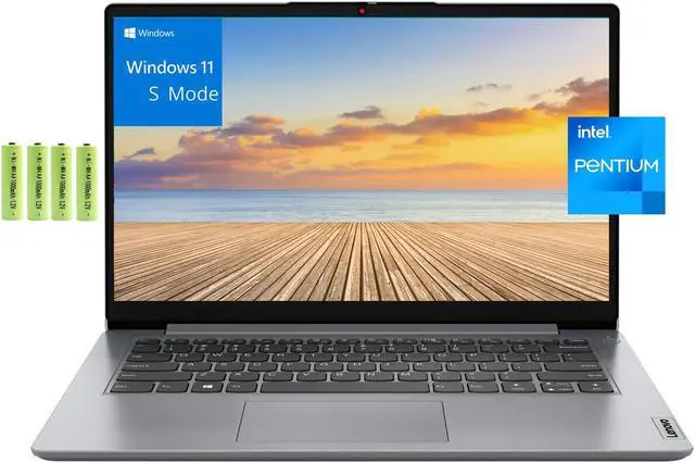 Main image of Lenovo Ideapad 1i 14" HD Laptop Computer for Home Office, Quad Core Intel Pentium Silver N5030, 4GB RAM, 128GB eMMC, Wi-Fi, Bluetooth 5, Webcam, Windows 11 Home in S Mode, Bundle with Battery