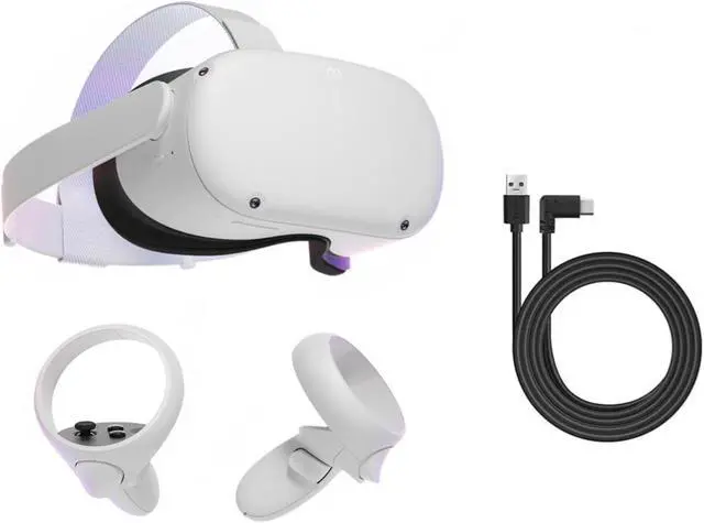 Main image of Meta Quest 2 - Advanced All-In-One VR Headset, Virtual Reality Gaming Headset - 256 GB SSD, LCD Display, 3D Audio, Glasses Compatible, Bunddle with 1 Meta Link Cable 256 GB