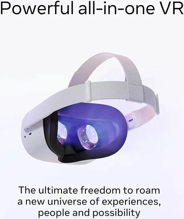Alt view image 2 of 7 - Meta Quest 2 - Advanced All-In-One VR Headset, Virtual Reality Gaming Headset - 256 GB SSD, LCD Display, 3D Audio, Glasses Compatible, Bunddle with 1 Meta Link Cable 256 GB