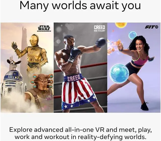 Alt view image 4 of 7 - Meta Quest 2 - Advanced All-In-One VR Headset, Virtual Reality Gaming Headset - 256 GB SSD, LCD Display, 3D Audio, Glasses Compatible, Bunddle with 1 Meta Link Cable 256 GB