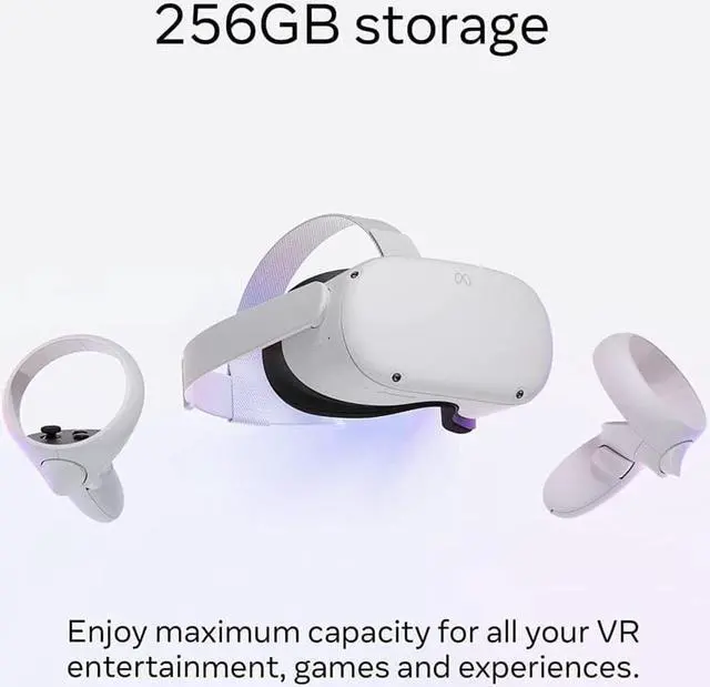 Alt view image 3 of 7 - Meta Quest 2 - Advanced All-In-One VR Headset, Virtual Reality Gaming Headset - 256 GB SSD, LCD Display, 3D Audio, Glasses Compatible, Bunddle with 1 Meta Link Cable 256 GB