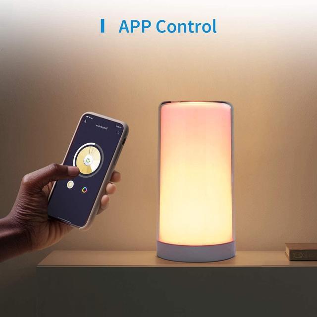 Alt view image 4 of 7 - Smart Lamp, Meross Dimmable WiFi Table Lamp, Support HomeKit (iOS13+), Alexa, Google Assistant and SmartThings, Tunable White and Multi-Color, Touch Control, Voice and APP Control, Schedule and Timer