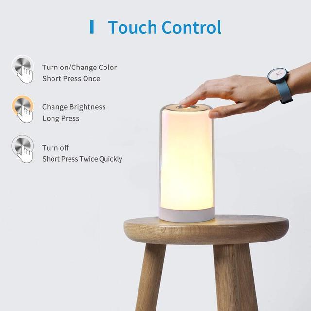 Alt view image 7 of 7 - Smart Lamp, Meross Dimmable WiFi Table Lamp, Support HomeKit (iOS13+), Alexa, Google Assistant and SmartThings, Tunable White and Multi-Color, Touch Control, Voice and APP Control, Schedule and Timer