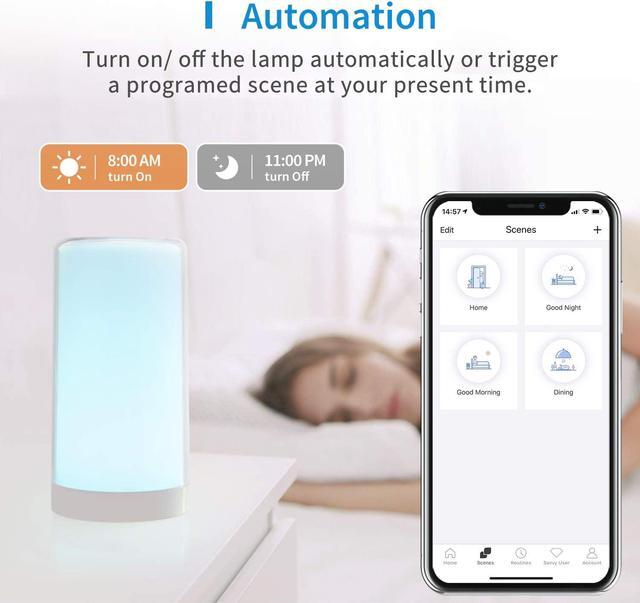 Alt view image 6 of 7 - Smart Lamp, Meross Dimmable WiFi Table Lamp, Support HomeKit (iOS13+), Alexa, Google Assistant and SmartThings, Tunable White and Multi-Color, Touch Control, Voice and APP Control, Schedule and Timer
