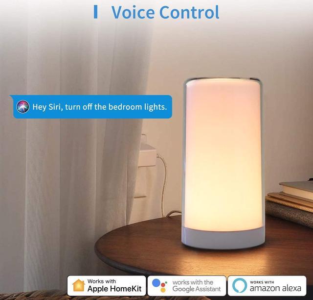 Alt view image 5 of 7 - Smart Lamp, Meross Dimmable WiFi Table Lamp, Support HomeKit (iOS13+), Alexa, Google Assistant and SmartThings, Tunable White and Multi-Color, Touch Control, Voice and APP Control, Schedule and Timer