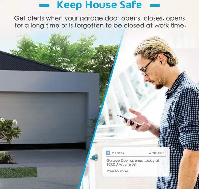 Alt view image 7 of 7 - [Non-Homekit Version] meross MSG100 Smart Wi-Fi Garage Door Opener Remote, APP Control, Compatible with Alexa, Google Assistant and IFTTT, No Hub Needed