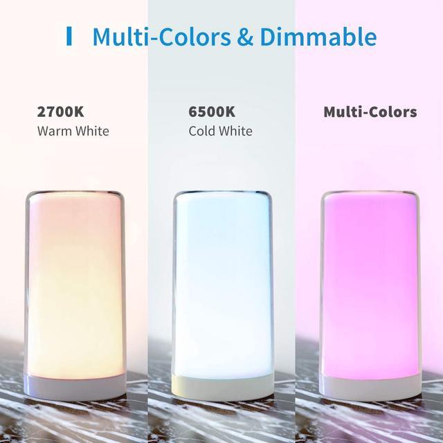 Alt view image 3 of 7 - Smart Lamp, Meross Dimmable WiFi Table Lamp, Support HomeKit (iOS13+), Alexa, Google Assistant and SmartThings, Tunable White and Multi-Color, Touch Control, Voice and APP Control, Schedule and Timer