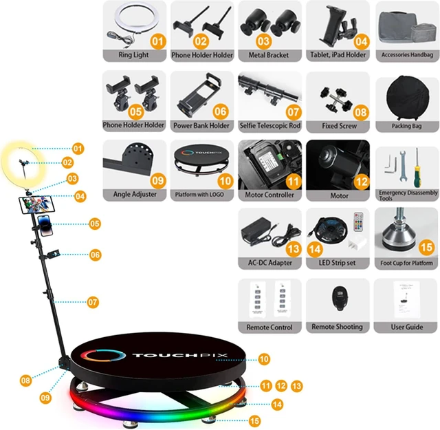 360 Photo Booth Machine 360 Video Booth 360 Platform Remote Control ...