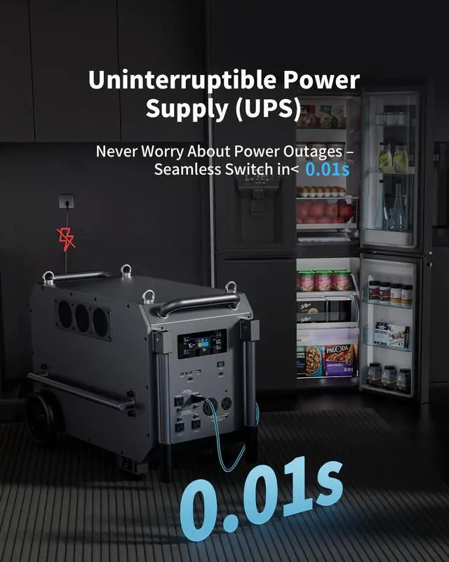 Alt view image 3 of 7 - Ark7200 7200W Portable Power Station with 120/240V AC Output, 9792Wh LiFePO4 Battery, with Waterproof Cover, Solar Generator for Construction Sites, Forestry Work, Camping, Emergencies & Power Outages