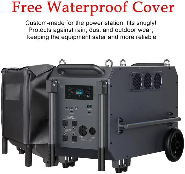 Alt view image 7 of 7 - Ark7200 7200W Portable Power Station with 120/240V AC Output, 9792Wh LiFePO4 Battery, with Waterproof Cover, Solar Generator for Construction Sites, Forestry Work, Camping, Emergencies & Power Outages