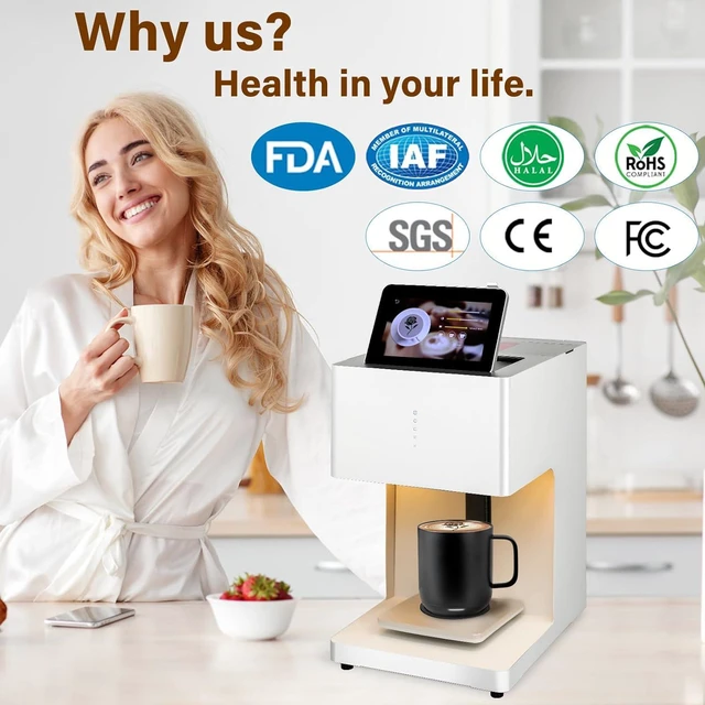 Alt view image 4 of 7 - Portable Auto Coffee Latte Art Maker, Coffee Printer, Smart Food Printer, 600DPI, WiFi, Selfie DIY Custom Designs, Prints on Coffee / Beverage Foam & Desserts for Party Weddings Ships to Hawaii Only