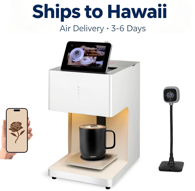 Main image of Portable Auto Coffee Latte Art Maker, Coffee Printer, Smart Food Printer, 600DPI, WiFi, Selfie DIY Custom Designs, Prints on Coffee / Beverage Foam & Desserts for Party Weddings Ships to Hawaii Only