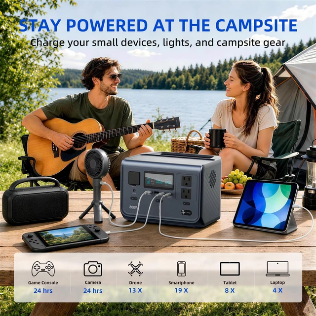Alt view image 5 of 7 - Ark300 Upgraded 2026 Ultra-Light 8.4lbs Portable Power Station |288Wh Long-Life LiFePO4 Battery, 1.5Hr FastRecharge, 300W Solar Generator for Camping, RV, CPAP & Outages