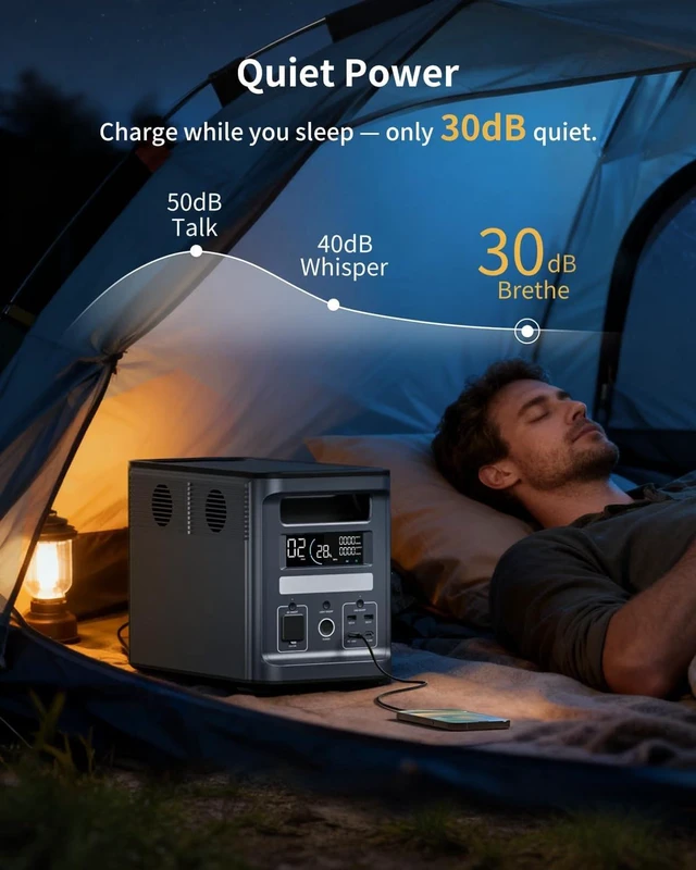 Alt view image 3 of 7 - Ark2000 1536Wh 2000W Portable Power Station, LiFePO4 Solar Generator for Camping, RV, CPAP & Outages