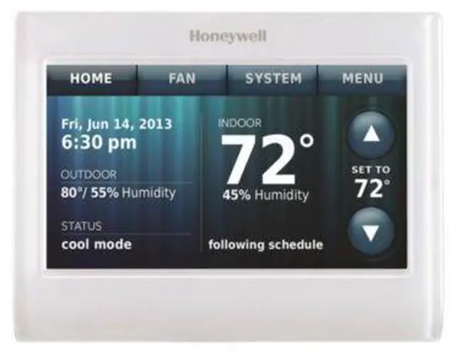 Alt view image 2 of 3 - Honeywell Wi-Fi 9000 Color Touchscreen Thermostat