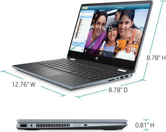 Alt view image 4 of 6 - HP Pavilion X360 14" FHD IPS 2-in-1 Touchscreen Business Customized Laptop | Intel 10th Gen Quad-Core  i5-1035G1 | 16GB DDR4 RAM 1024GB  SSD | WiFi 6 | Webcam | Nano-Edge Display | Windows 10 | Blue