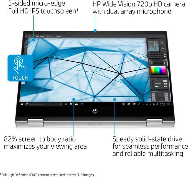 Alt view image 3 of 5 - HP Pavilion x360 14 2-in-1 Business Laptop 14" Diagonal FHD IPS Touchscreen 11th Gen Intel Quad-Core i5-1135G7 8GB RAM 512GB SSD Intel Iris Xe Graphics B&O Audio HDMI USB-C WiFi6 Webcam Win10 Silver