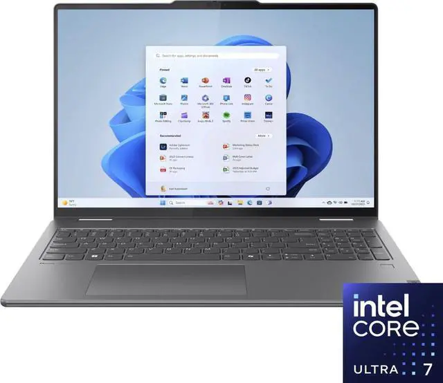 Alt view image 3 of 7 - Lenovo Yoga 7 16 2-in-1 AI PC Laptop 16" WUXGA IPS Touch (Glossy) Intel 12-core Ultra 7 155U Processor 16GB DDR5 1TB SSD Backlit Fingerprint Thunderbolt4 Win11 Grey