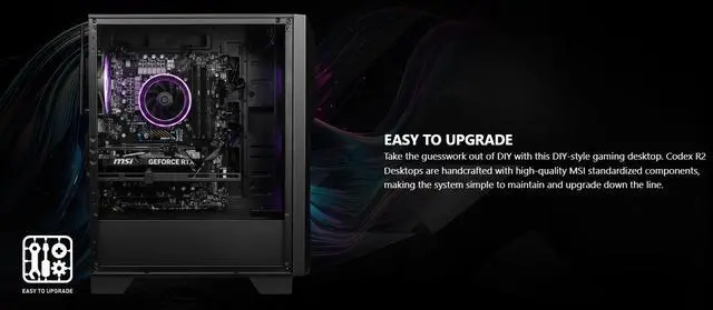 Alt view image 7 of 7 - MSI Codex R2 AI 2nd Gaming Desktop Intel 20-core Ultra 7 265 32GB DDR5 2TB SSD GeForce RTX 5060 DLSS4 (Up to 614 AI TOPS) DisplayPort 5G Ethernet 80+ Gold PSU Wi-Fi6E Win11