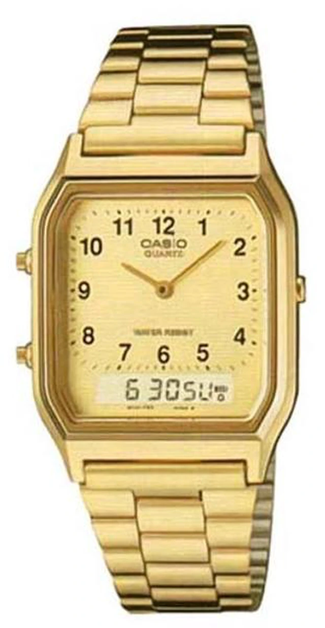 Alt view image 3 of 3 - Casio AQ230GA-9B Gold Digital Analog Mens Watch