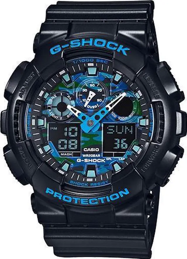 Main image of Casio G-Shock Black and Blue Ana-Digi Sports Watch GA100CB-1A