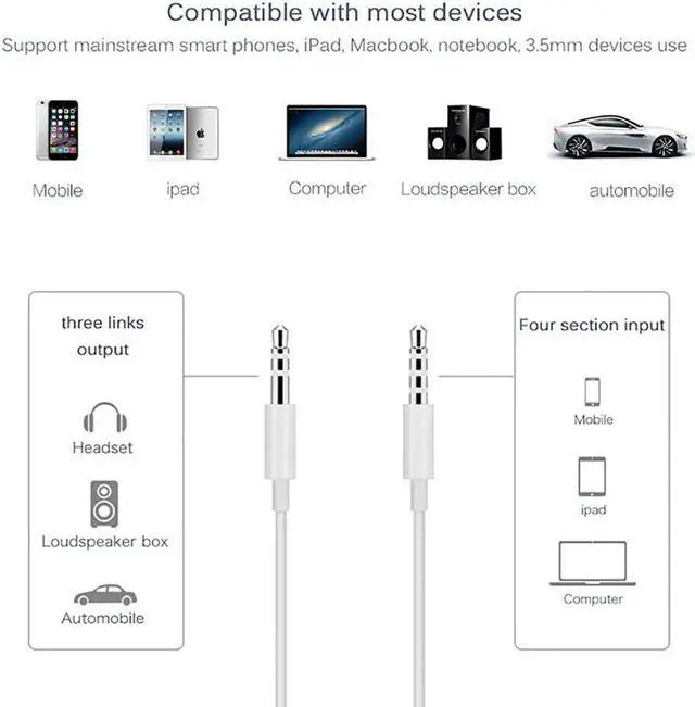Alt view image 4 of 4 - 3.5mm 4-Positions to 3-Position Audio Aux Cable w/ Mic & Volume Control
