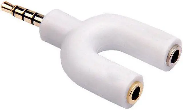 Alt view image 2 of 4 - 4 Position 3.5mm Stereo Splitter Audio to Mic Headset Jack Plug Y Adapter White