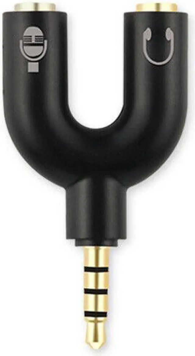 Alt view image 3 of 4 - 4 Position 3.5mm Stereo Splitter Audio to Mic Headset Jack Plug Y Adapter Black
