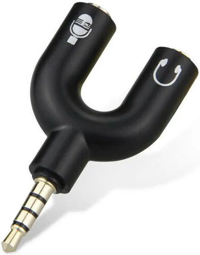 Alt view image 2 of 4 - 4 Position 3.5mm Stereo Splitter Audio to Mic Headset Jack Plug Y Adapter Black