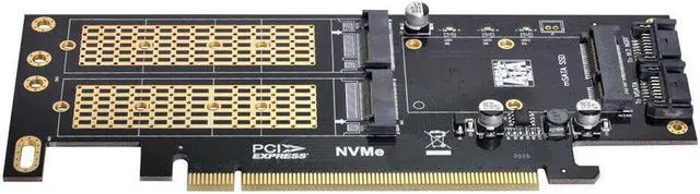 Alt view image 2 of 5 - PCI Express PCI-E 3.0 Dual SATA to NGFF NVME MSATA M-Key B/M-Key Adapter 3in1