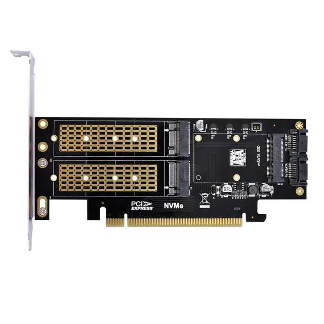 Alt view image 4 of 5 - PCI Express PCI-E 3.0 Dual SATA to NGFF NVME MSATA M-Key B/M-Key Adapter 3in1