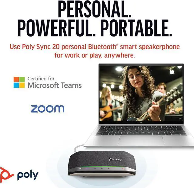 Alt view image 2 of 7 - Poly Sync 20 USB-C Personal Portable Smart Speakerphone (Plantronics)  Long Battery Life  Noise/Echo Reduction -Works w/Teams (Certified), Zoom, PC, Mac, Mobile  Amazon Exclusive