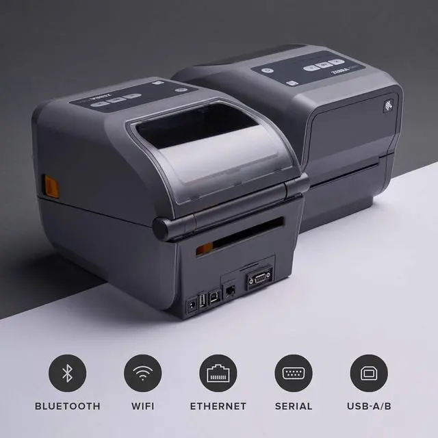 Alt view image 2 of 7 - Ze bra ZD620t Thermal Transfer Desktop Printer 300 dpi Print Width 4 in WiFi Bluetooth Ethernet Serial USB ZD62043-T01L01EZ