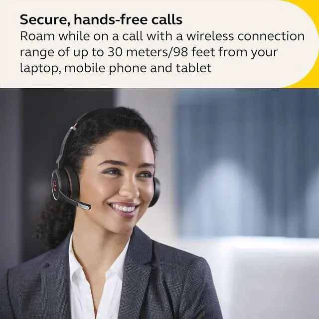 Alt view image 3 of 7 - Jabra Evolve 75 SE - MS Stereo Wireless Headset/Music Headphones Black