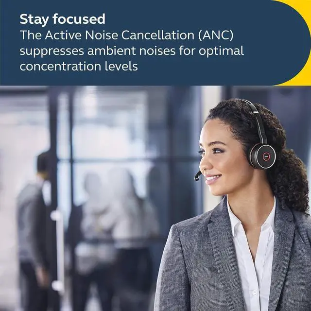 Alt view image 4 of 7 - Jabra Evolve 75 SE - MS Stereo Wireless Headset/Music Headphones Black