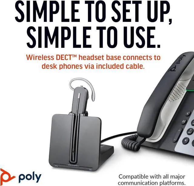 Alt view image 3 of 3 - Poly CS540 Wireless DECT Headset (Plantronics)  Single Ear (Mono) Convertible (3 wearing styles)  Connects to Desk Phone  Noise Canceling Microphone