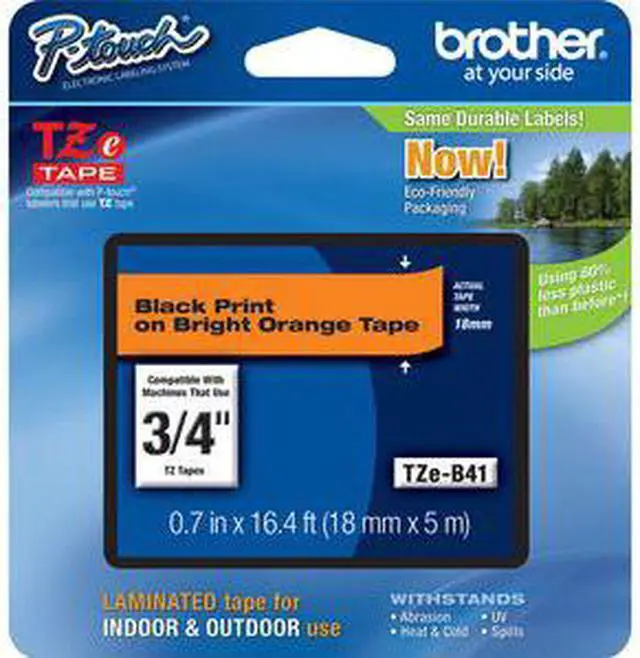 Alt view image 2 of 2 - Brother TZE-B41 Black on Fluorescent Orange Lettering Tape