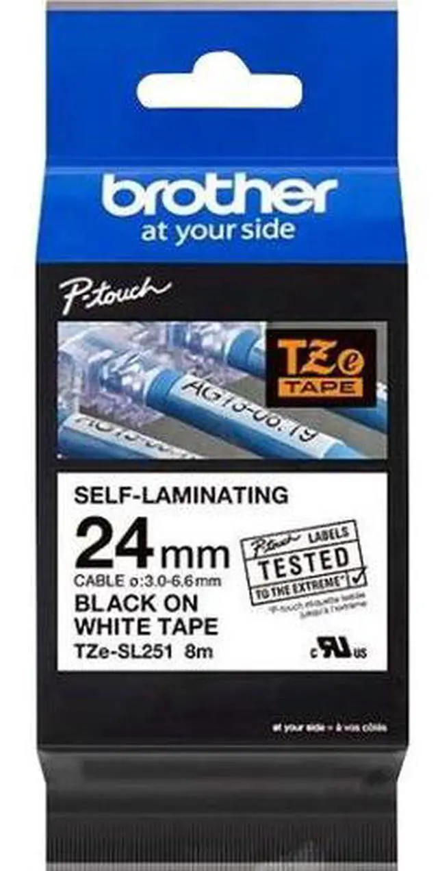 Main image of TZeSL251 Brother Black on White 24 mm Self-Laminating Tape