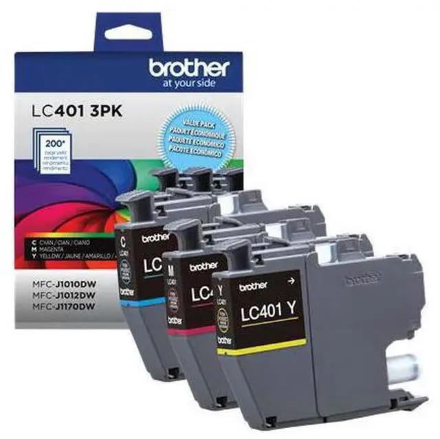 Alt view image 3 of 20 - Brother LC401 Cyan/Magenta/Yellow Standard Yield Ink Cartridges 3/Pack (LC4013PKS)