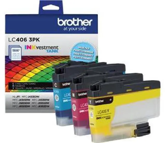 Alt view image 4 of 17 - Brother LC4063PK INKvestment Ink 1500 Page-Yield Cyan/Magenta/Yellow 3 Pack