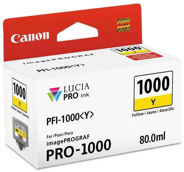 Alt view image 3 of 8 - Canon PFI-1000 Y LUCIA PRO Yellow Ink Tank (80ml)