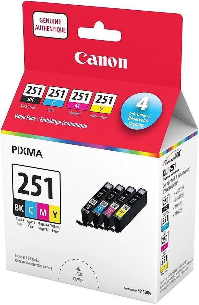 Alt view image 2 of 2 - Canon CLI-251 Ink Cartridge - Black, Cyan, Magenta, Yellow