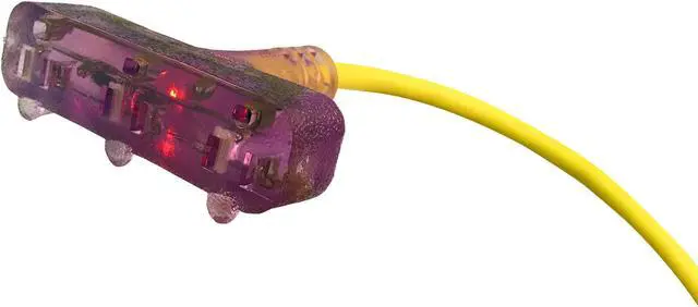 Alt view image 2 of 4 - USW 12/3 25ft SJTW Yellow Heavy Duty Extension Cord with Lighted Pow-R-Block