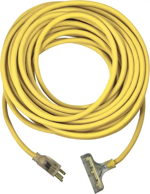 Main image of USW 12/3 25ft SJTW Yellow Heavy Duty Extension Cord with Lighted Pow-R-Block