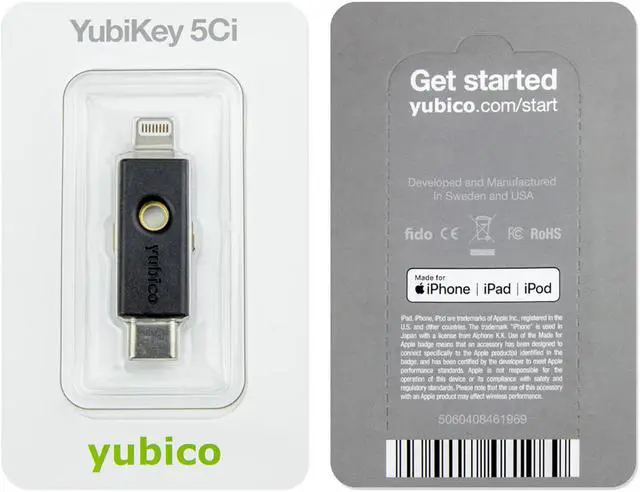 Alt view image 5 of 13 - Yubico YubiKey 5Ci - Two factor authentication security key -  USB-C / Lightning