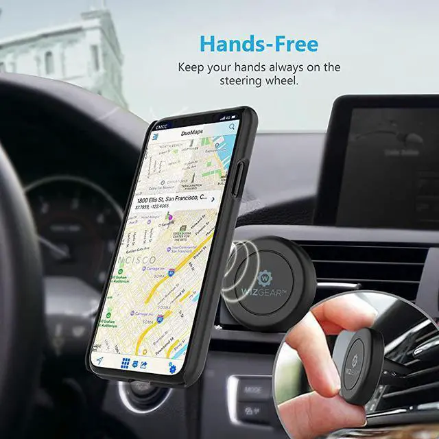 Alt view image 2 of 5 - Magnetic Phone Car Mount  2 PACK Universal Air Vent Magnetic Phone Car Mount Phone Holder for Cell Phones and Mini Tablets with Fast SwiftSnap Technology With 4 Metal Plates
