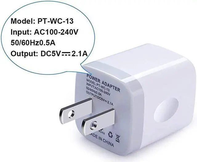 Alt view image 4 of 7 - USB Wall Charger  2Pack Dual Port 21A Wall Charger Brick Base Adapter Charging Block Charger Cube Plug Charger Box for iPhone X66S78 Plus iPad Samsung Android LG HTC Nokia Phone