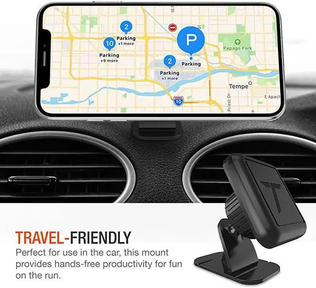 Alt view image 4 of 7 - Magnetic Dash Car Mount Phone Holder Desk Stand Compatible with iPhone Samsung Huawei Nokia LG Moto Smartphone Stickon Dashboard 3MAdhesive Bendable Base and Metal Plate Included