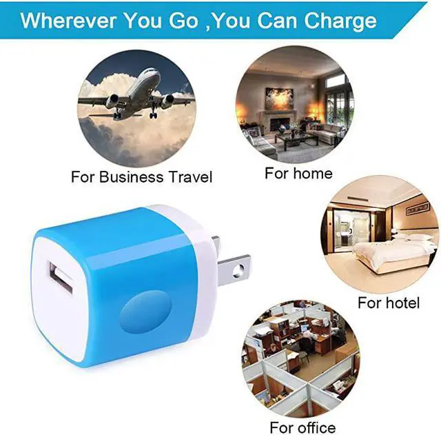 Alt view image 7 of 7 - Wall Adapter Charger Cubes 5Pack 1A Travel Single Port Wall Charger Plug Charging Block Box Compatible iPhone XXR88 Plus76S Plus Samsung Galaxy S10e S10 S9 S8 PlusS7Note 1098 LG G8 G7