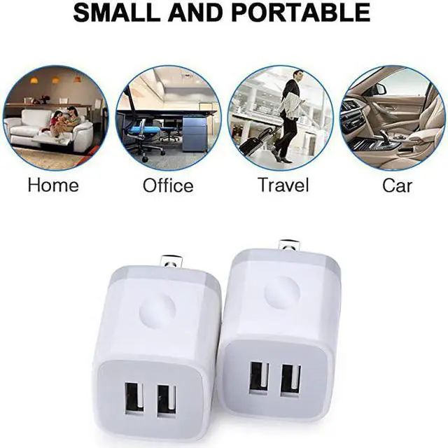 Alt view image 7 of 7 - USB Wall Charger  2Pack Dual Port 21A Wall Charger Brick Base Adapter Charging Block Charger Cube Plug Charger Box for iPhone X66S78 Plus iPad Samsung Android LG HTC Nokia Phone